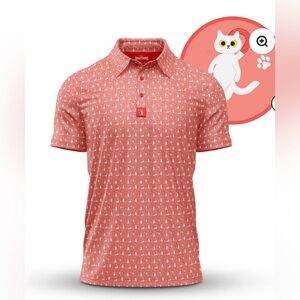 Bogey Bros Men's 4 Way Stretch Short Sleeve Golf Polo Shirt “Kitty Magnet” Sz XL